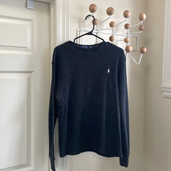 RALPH Lauren - Waffle Long Sleeve Casual Shirt - Dark Grey -  Large - Picture 1 of 10